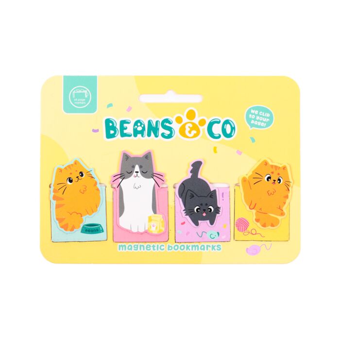 Set de marcapáginas magnéticos de gatos Beans & Co – papelería gatuna kawaii - Imagen 4