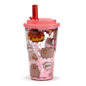 Vaso Pusheen con tapa y pajita 500ml