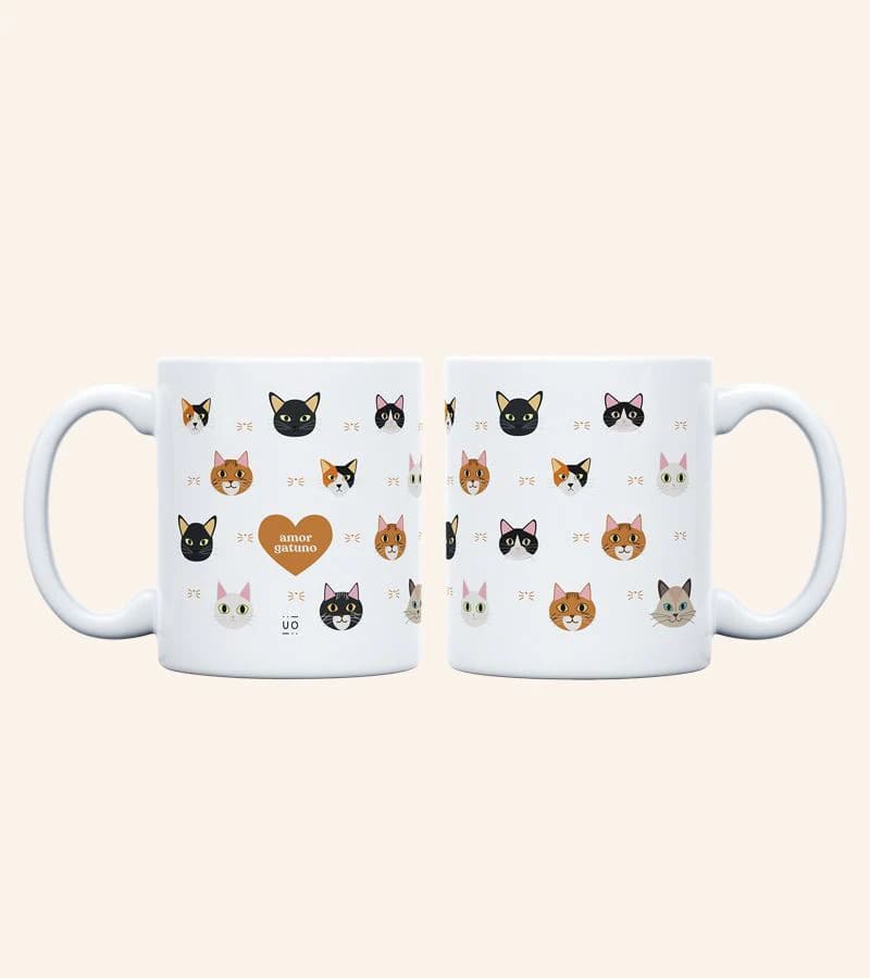 Taza "Amor gatuno" de cerámica